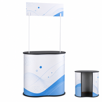 Table de promotion portable en gros, faible MOQ, comptoir pliable en panneau alvéolaire PP avec graphiques personnalisés pour entreprises