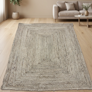 Modern Geometric Jute Area <b>Rug</b> Rectangle <b>Flat</b> Weave Eco Friendly Living Room <b>Rug</b> Beige Natural Tone - Product Image 2