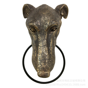 Juego de 4 golpeadores de puerta con cabeza de animal, de resina sintética, decoración para el hogar, montaje en pared, diseño de murciélago y perro, estilo tradicional - Product Image 5