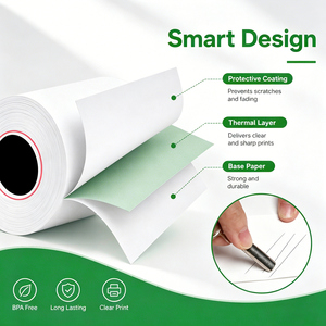 กระดาษม้วนสำหรับเครื่องพิมพ์ใบเสร็จแบบความร้อน OEM สีสันตามสั่ง ขนาด 57x40 มม. กันน้ำ พิมพ์ได้ 1-8 สี ปรับแต่งได้ - Product Image 2