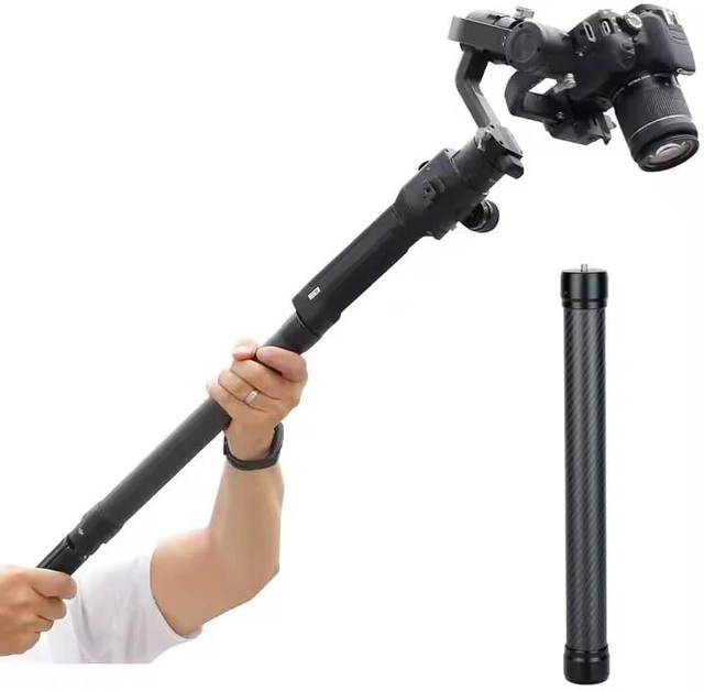 Carbon Fiber Extension Monopod Handle Rod Universal Joint Telescopic Gimbal Extension Bar Compatible with DJI RS3 Mini/RS3 Pro