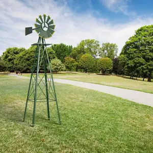 Large 8ft Windmill Yard Garden Decor Metal Ornamental Wind Mill for Garden Lawn Backyard