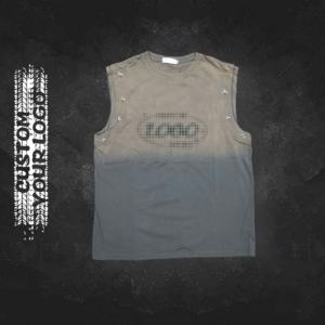 Camiseta sin mangas 100% algodón para hombre, informal, cómoda, transpirable, de corte regular, 280g, estilo urbano, con estampado de letras - Product Image 1