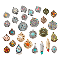 Accessoires xuanx : Collier pendentif en alliage incrusté de diamants colorés effet goutte d'huile, semi-fini