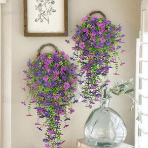 Guirlandes artificielles Mori Hanayuki, fleurs en plastique violettes et rouges, décorations de jardin d'extérieur - Product Image 2