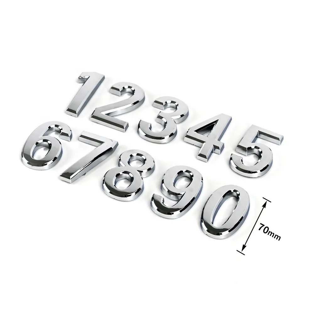 Custom 3d ABS Plastic Self-Adhesive Chrome Silver Car Letters Number For car License Plate