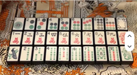 Juego de Mahjong Acrílico Plegable de Lujo Vintage, Fichas Talladas a Mano con Dragón y Pájaro Amarillos, Portátil, Coleccionable, Arte, Venta al por Mayor y al Detal