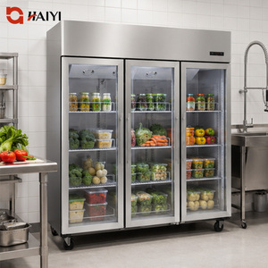 Commercial Kitchen Vertical kitchen freezer <b>with</b> casters Two door commercial fridge Food storage refrigerator chiller - Product Image 2