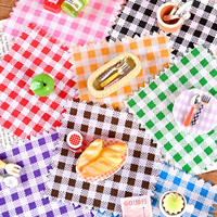 Tapis de pique-nique carré de 6 pouces en résine plastique à motif quadrillé, accessoire de scène DIY pour miniatures Blythe, toile de fond pour photos de poupées, diorama