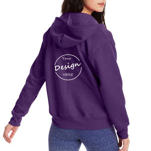 OEM Sweat à capuche de haute qualité avec logo personnalisé pour femmes, sweat à capuche décontracté de couleur unie, veste à fermeture éclair en éponge française avec poche pour femme - Product Image 6