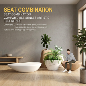 Modern Patio <b>Bench</b> Set Acrylic Outdoor Seat Combination Curved Lounge <b>Bench</b> <b>With</b> Side Table - Product Image 2