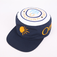 Topi atasan katun 100% kustom dengan Logo bordir topi Snapback pinggiran datar kualitas tinggi