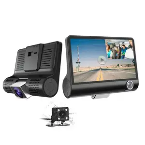 גבוהה באיכות 4.0 אינץ מלא HD רכב DVR מצלמת דאש עם 3 מצלמה עדשת מקליט וידאו 4K אבטחת מצלמה קדמי ואחורי 1080p עבור רכב