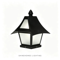 Lampe pilier rétro d'extérieur IP65 étanche en acier inoxydable avec verre dépoli, style pagode, pour villa, clôture, parc, allée, style chinois