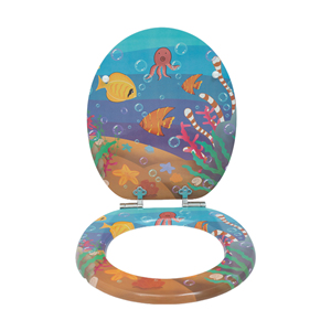 Asiento de inodoro de baño MDF de forma redonda cubierta de asiento Loo de cierre suave antibacteriano - Product Image 1