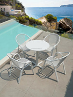 Ensemble de table et de chaises de salle à manger d'extérieur en acier inoxydable moderne, durable, écologique, imperméable, meubles de jardin pour 4 personnes