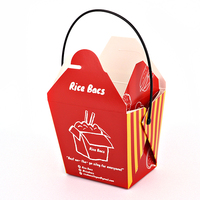 Boîtes à emporter chinoises jetables personnalisées avec poignée en fil métallique, taille 16 oz/pinte