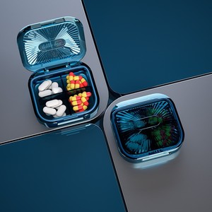 Boîte à pilules légère et étanche, 4 compartiments, 6 compartiments, grande capacité, mini organisateur de pilules portable pour <span class=keywords><strong>voyage</strong></span>, conteneur de rangement quotidien pour pilules - Product Image 1