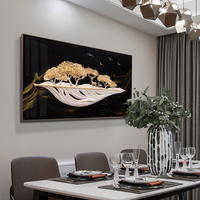Impression murale en résine, peinture à l'huile personnalisée de paysage arboré, style moderne, sur toile de verre, pour décoration intérieure