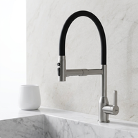 Robinet de cuisine moderne à douchette extractible à arc haut avec cartouche céramique, corps en laiton, poignée en alliage de zinc, flexible de 60 cm pour usage hôtelier