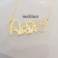 Collar con nombre de ratón de dibujos animados de acero inoxidable con inicial delicada para mujer 316L chapado en oro de 18 quilates con muestra gratis