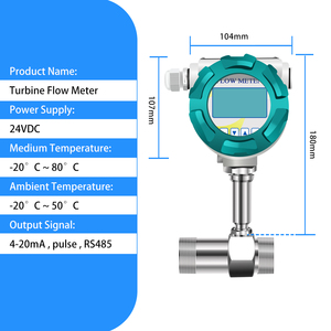 Alat Ukur Aliran Turbin <span class=keywords><strong>Gas</strong></span> Cair (LPG) DC 24V SS304/SS316 OEM Akurasi +/-0.5% Sambungan Ulir Proteksi IP65 - Product Image 2