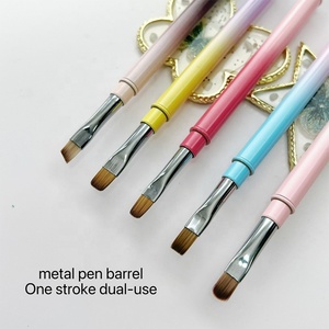Hot Selling Double Metal Pen Holder Nail Pencil Gel Nail <b>Brush</b> Gel <b>Brush</b> Oval Nail Paint Uv Gel Factory Wholesale Customization - Product Image 2