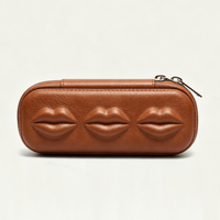 Étui rigide de luxe en cuir PU souple marron pour lunettes de soleil, avec logo personnalisé, pour voyage et présentation