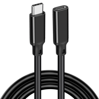 Kabel Ekstensi USB C 10Gbps USB3.1 Gen2 100W 5A Pengisian Cepat, Kabel Ekstensi Pengisian Data Tipe-C Jalinan Nilon Pria ke Wanita