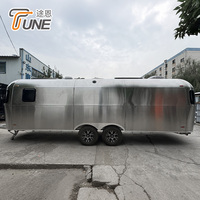 Caravane mobile de 8 m en acier inoxydable brossé, remorque de voyage de style rétro classique pour le camping, en promotion spéciale