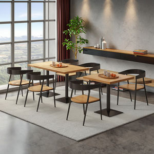 Ensemble Table et Chaises de Repas Professionnel en Bois Massif, Carré, Modèle 1016, pour Salon de Thé, <span class=keywords><strong>Snack</strong></span>, Restaurant, Cantine et Ameublement Domestique - Product Image 4