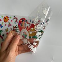 Autocollant de transfert UV DTF personnalisé en gros pour cartes de crédit, motif dessin animé, étiquette 3D étanche en cristal pour gobelet de 16 oz