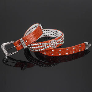 レザーベルト3.3cm 1.3インチ幅西洋ファッションあなたの女の子ファンシーダイヤモンドラインストーンスタッズ付きPU - Product Image 5