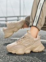 Chaussures de sport à semelle épaisse grande taille pour hommes, résistantes à l'usure, noires, décontractées en maille