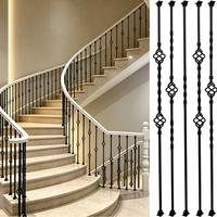 Balustre d'escalier en fer forgé torsadé motif diamant, pilier de rampe métallique pour escalier intérieur de villa