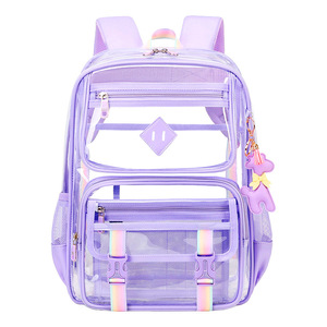 Sac à dos transparent en PVC grande capacité unisexe avec fermeture éclair pour les élèves du <span class=keywords><strong>collège</strong></span> et du lycée - Product Image 1