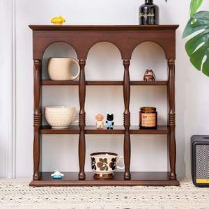 Support à tasses vintage en bois massif, style campagne française, type sur pied, pour présentation de vaisselle dans le salon - Product Image 4