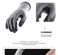 Gants de travail anti-abrasion enduits de nitrile, paume micro-moussée, fil de tungstène de calibre 18, niveau de protection 9, pour la construction