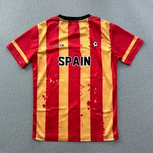 2024カスタムシャツスペイン国旗プリントTシャツ高品質Oネック半袖6XLプラスサイズメンズシャツ