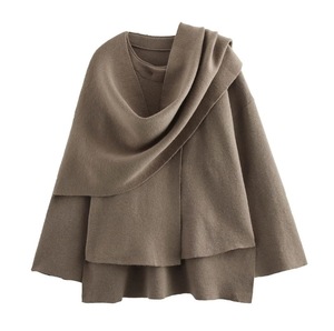 Cappotto Invernale <span class=keywords><strong>Corto</strong></span> Asimmetrico in Maglia con Bottone Singolo per Donne Europee e Americane - Product Image 1