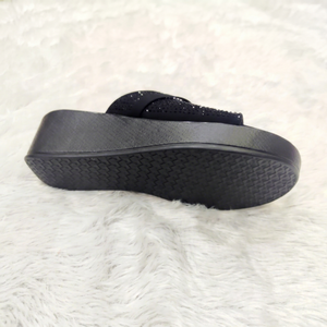 Women Black Rhinestone Wedge Sandals <b>Open</b> <b>Toe</b> Buckle Strap Embellished <b>Platform</b> <b>Heels</b> Fashion Footwear for Party and Evening Wea - Product Image 2