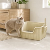 Litière pour chat extra large à ouverture supérieure avec côtés hauts anti-éclaboussures, toilette semi-fermée avec pelle pour grands chats