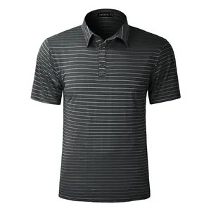 New drop striped golf shirts mens plain quick dry breathable custom stripe polo t shirt