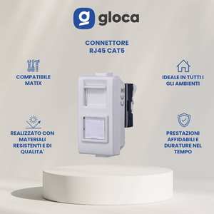 Connecteur réseau RJ45 Gloca à montage sur panneau, connecteur Ethernet en plastique à 2 ports, compatible avec la série Matix - Product Image 2