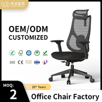 Chaise de bureau exécutive moderne en maille de qualité supérieure LN10A, design ergonomique, base pivotante, soutien lombaire, accoudoirs réglables, appui-tête