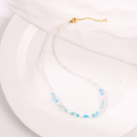 Collier et bracelet élégants en perles d'eau douce aquamarine de style ethnique bohème, pour le quotidien, les rendez-vous, les vacances, ou comme cadeau.