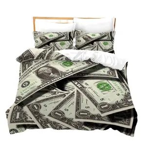 New Arrival US Dollar Design Unisex Printed Quilts Duvet Cover And Pillow Case 3 Pieces Size Bedding Bedspread Set