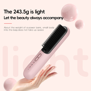 High Quality Customized Logo Portable Hair <b>Straightener</b> Cordless Hair <b>Brush</b> Adjustable Temperature Wireless Hair <b>Straightener</b> - Product Image 5