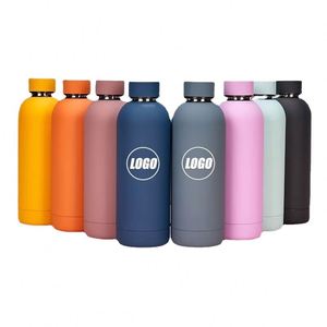 Custom Logo <b>500ml</b> Stainless Steel Double Wall Vacuum Flask Thermal Sports <b>Water</b> <b>Bottle</b> with Rubber Paint Matte Finish Outdoor - Product Image 1