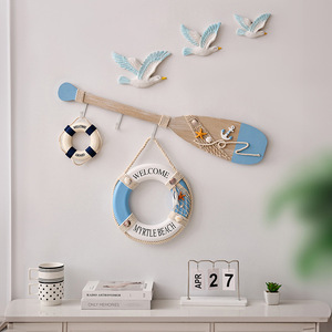 Mediterranean Style 80CM Oar <b>Hook</b> <b>Wall</b> Decoration For Living Room Bedroom - Product Image 1